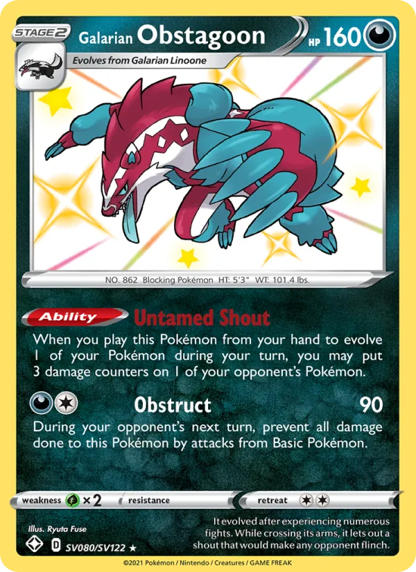 Galarian Obstagoon - Shining Fates Pokemon Card