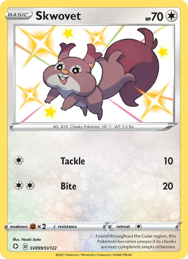 Skwovet - Shining Fates Pokemon Card