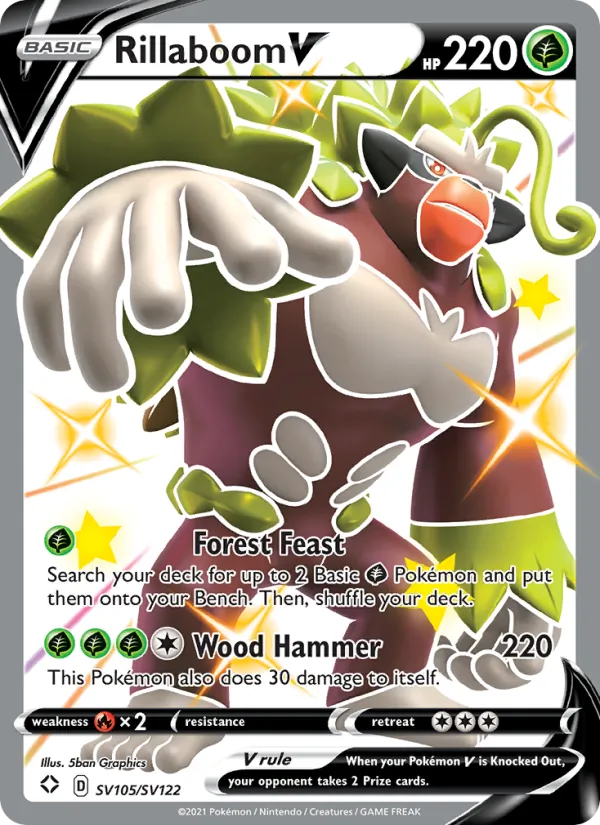 Rillaboom V - Shining Fates Pokemon Card