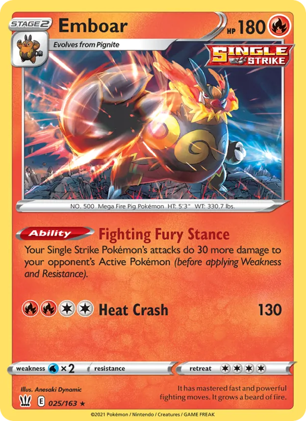 Emboar - Battle Styles Pokemon Card
