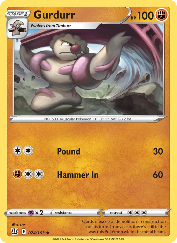 Gurdurr - Battle Styles Pokemon Card