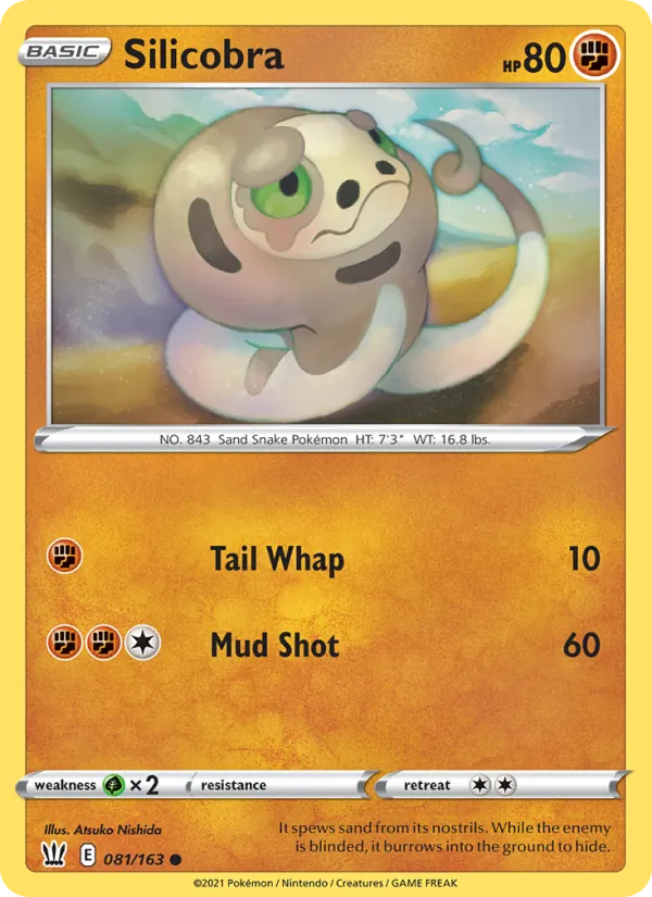 Silicobra - Battle Styles Pokemon Card