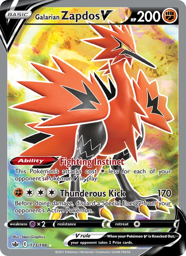 Galarian Zapdos V - Chilling Reign Pokemon Card