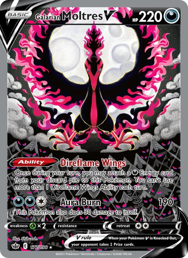 Galarian Moltres V - Chilling Reign Pokemon Card