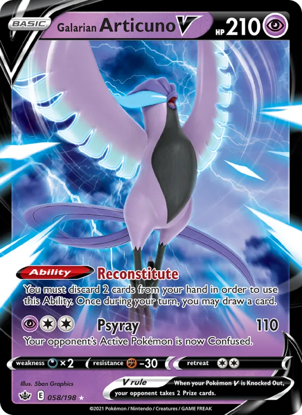Galarian Articuno V - Chilling Reign Pokemon Card