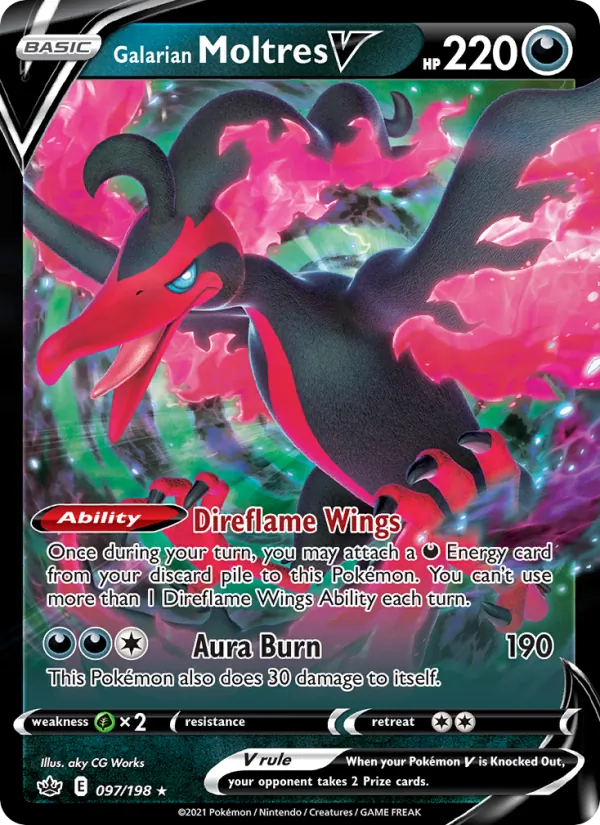 Galarian Moltres V - Chilling Reign Pokemon Card