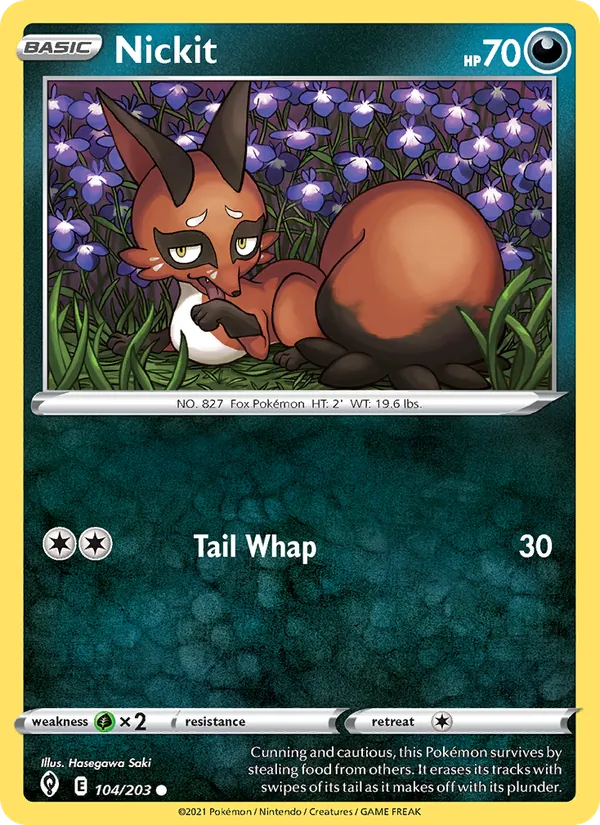 Nickit - Evolving Skies Pokemon Card