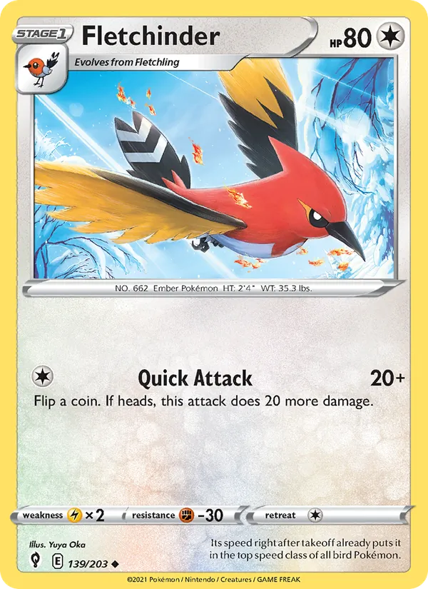 Fletchinder - Evolving Skies Pokemon Card
