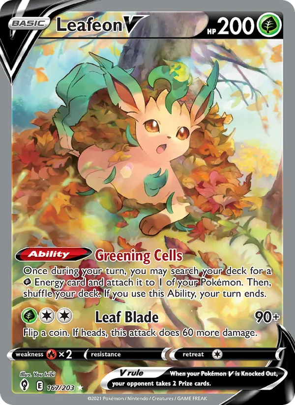 Leafeon V - Evolving Skies Pokemon Card