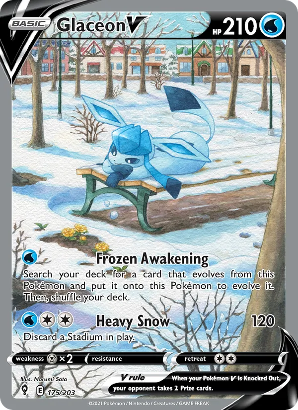 Glaceon V - Evolving Skies Pokemon Card