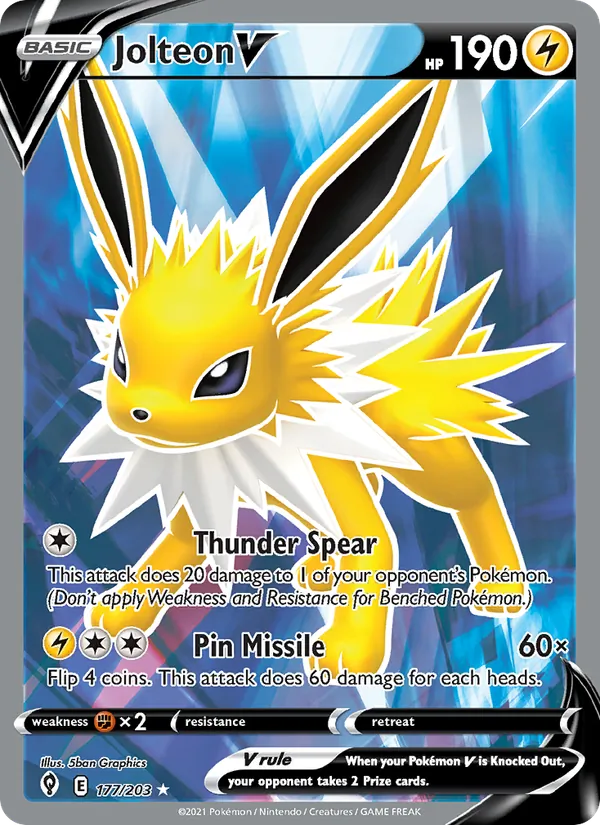 Jolteon V - Evolving Skies Pokemon Card