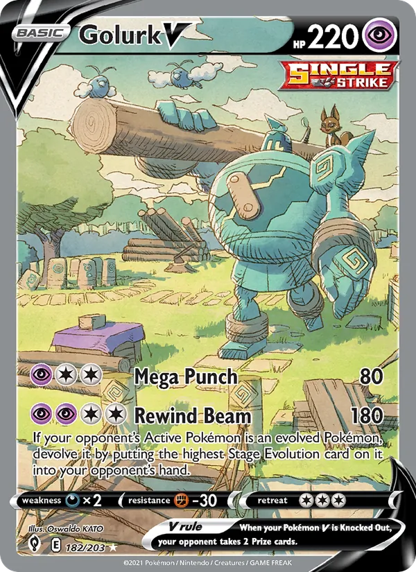 Golurk V - Evolving Skies Pokemon Card