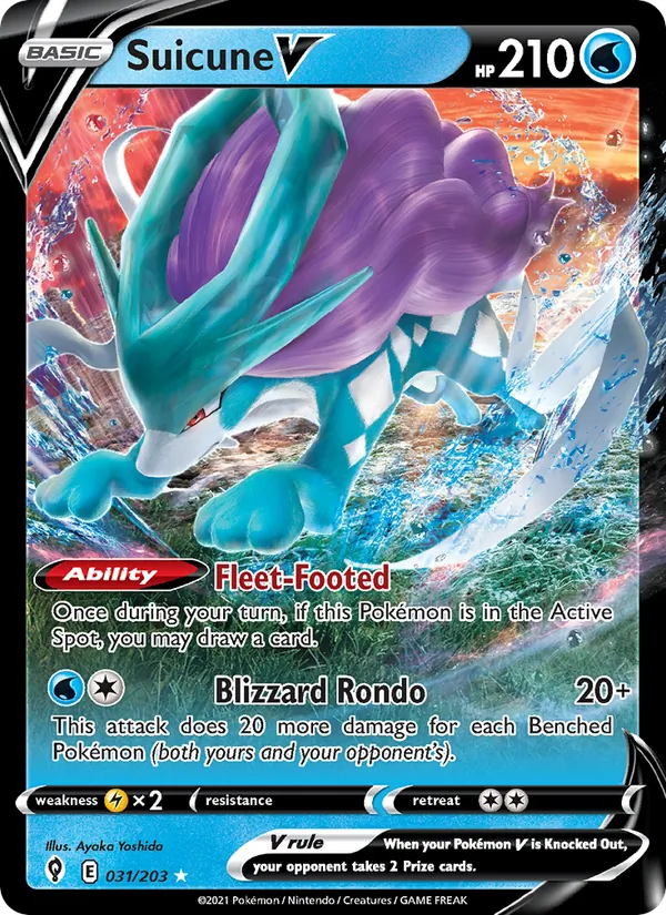Suicune V - Evolving Skies Pokemon Card