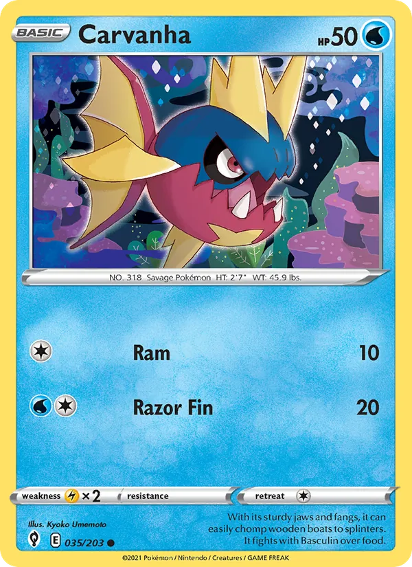 Carvanha - Evolving Skies Pokemon Card