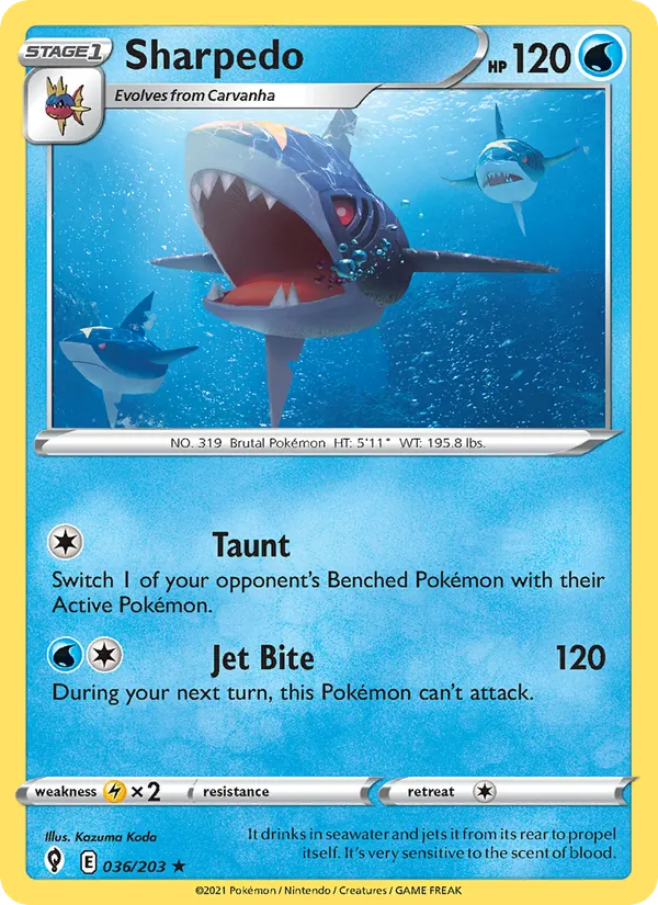 Sharpedo - Evolving Skies Pokemon Card