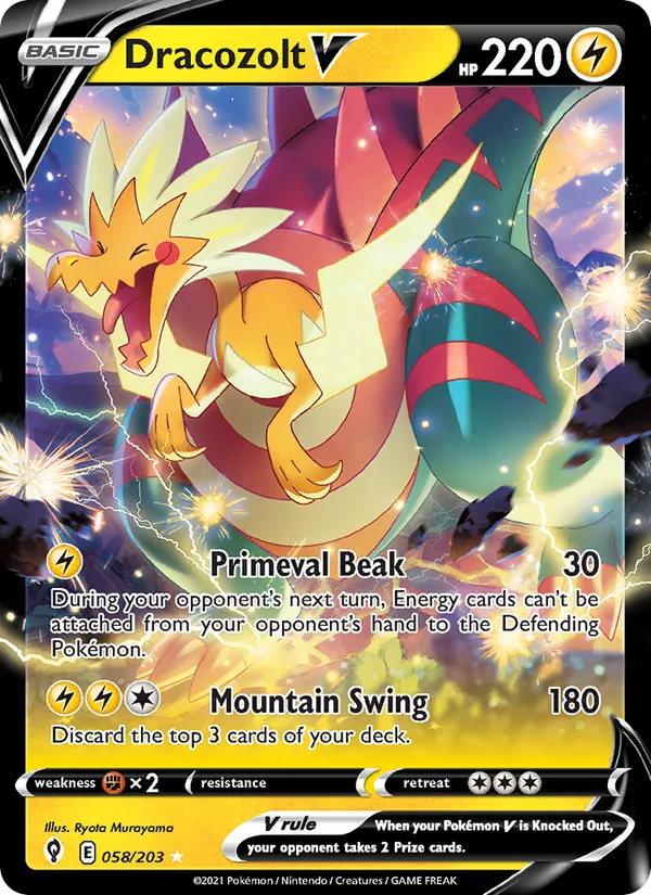 Dracozolt V - Evolving Skies Pokemon Card