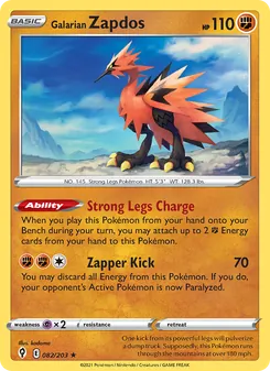 Galarian Zapdos - Evolving Skies