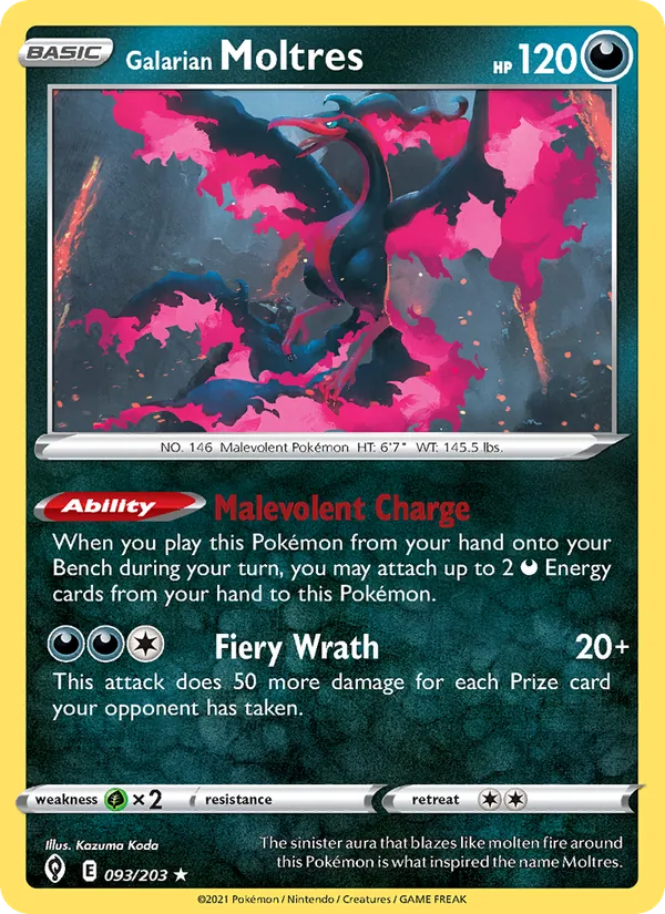 Galarian Moltres - Evolving Skies Pokemon Card