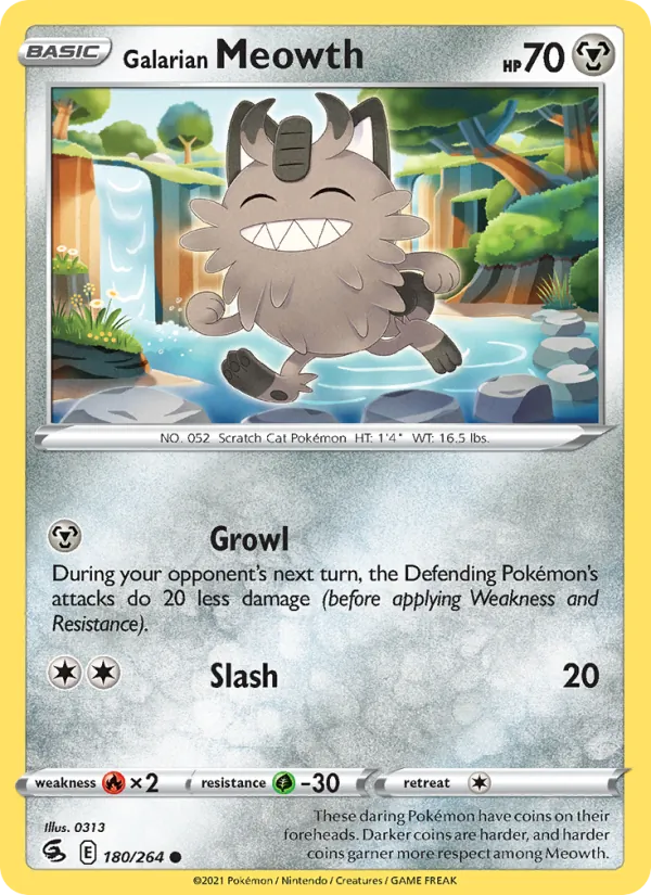 Galarian Meowth - Fusion Strike Pokemon Card