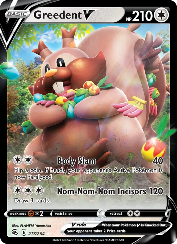Greedent V - Fusion Strike Pokemon Card