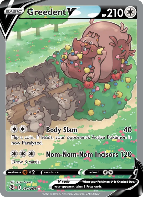 Greedent V - Fusion Strike Pokemon Card