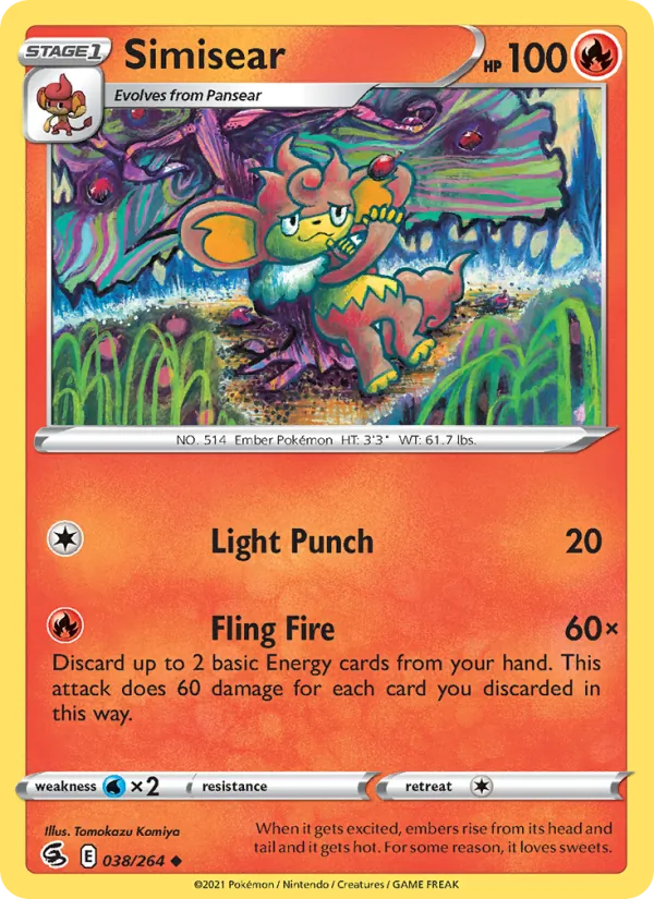 Simisear - Fusion Strike Pokemon Card