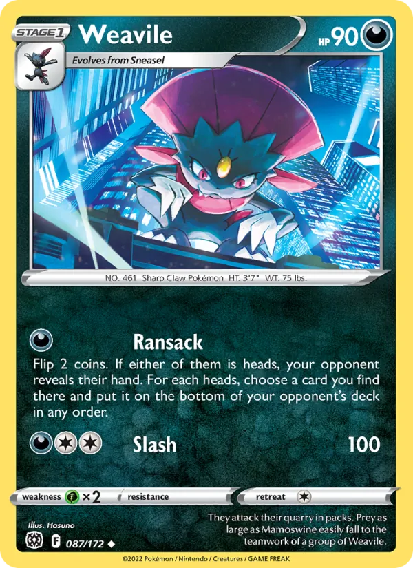 Weavile - Brilliant Stars Pokemon Card