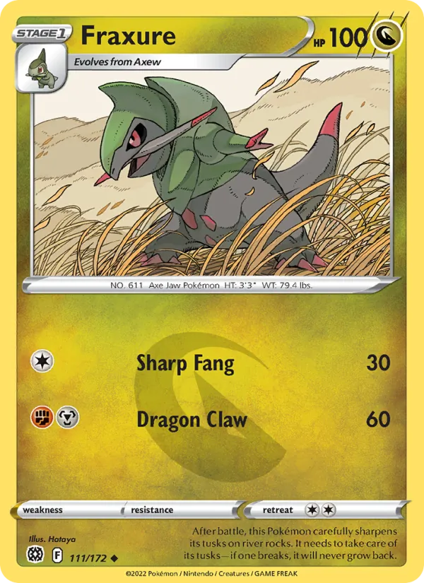 Fraxure - Brilliant Stars Pokemon Card