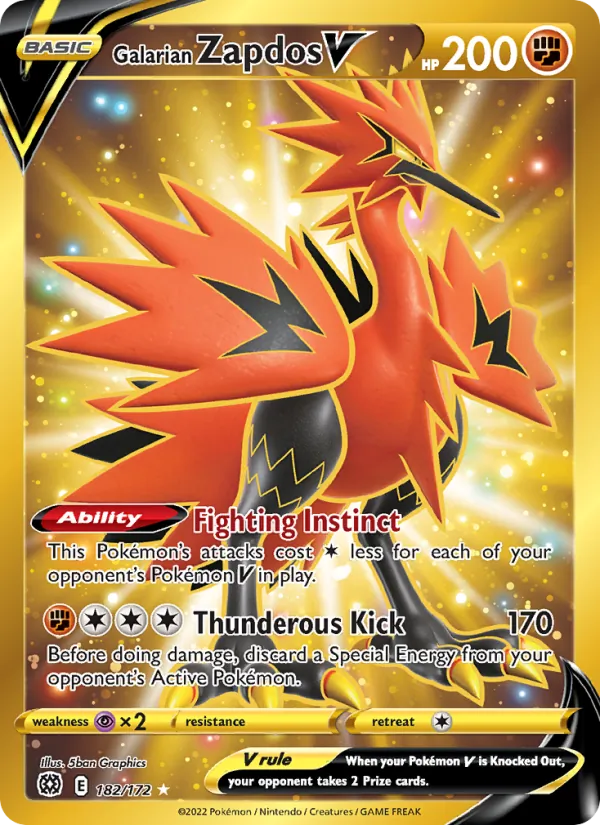 Galarian Zapdos V - Brilliant Stars Pokemon Card