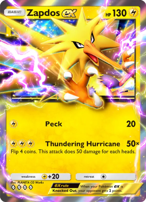 Zapdos ex - Genetic Apex Pokemon Card