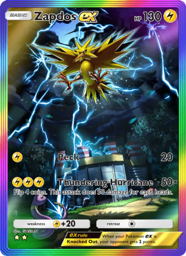 Zapdos ex - Genetic Apex Pokemon Card