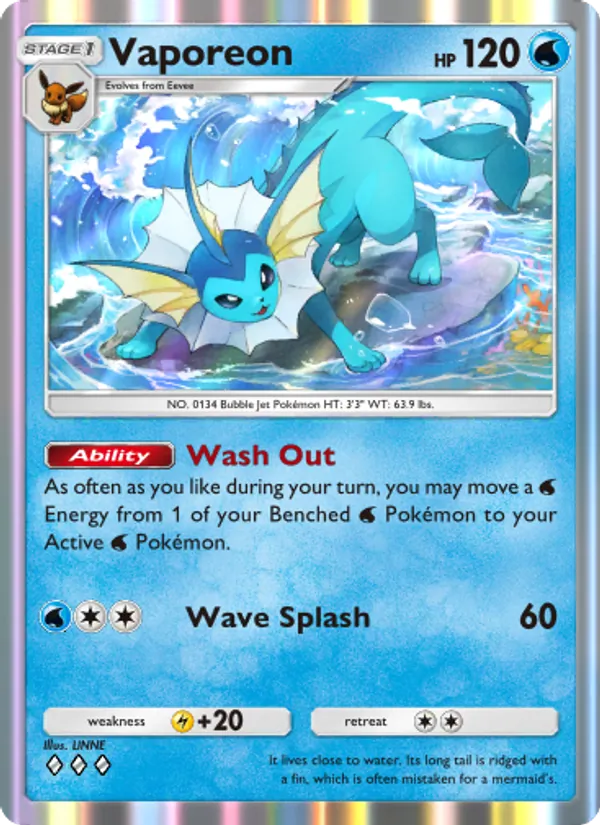 Vaporeon - Mythical Island Pokemon Card