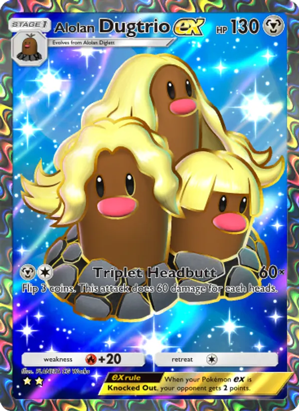 Alolan Dugtrio ex - Extradimensional Crisis Pokemon Card