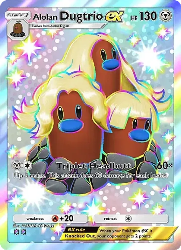 Alolan Dugtrio ex - Mega Rising Pokemon Card
