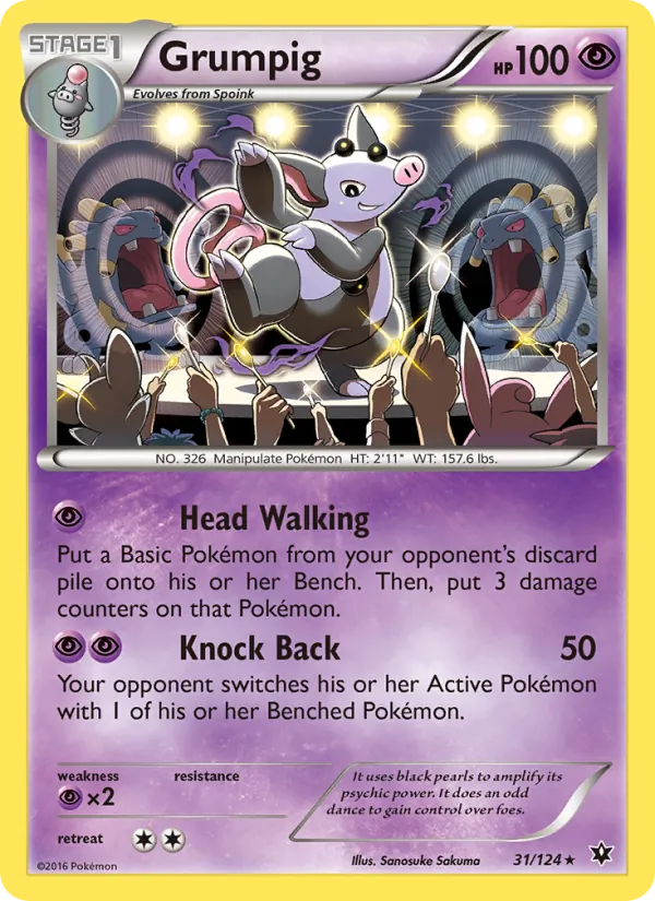 Grumpig - Fates Collide Pokemon Card