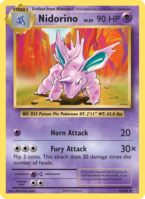 Nidorino - Evolutions Pokemon Card