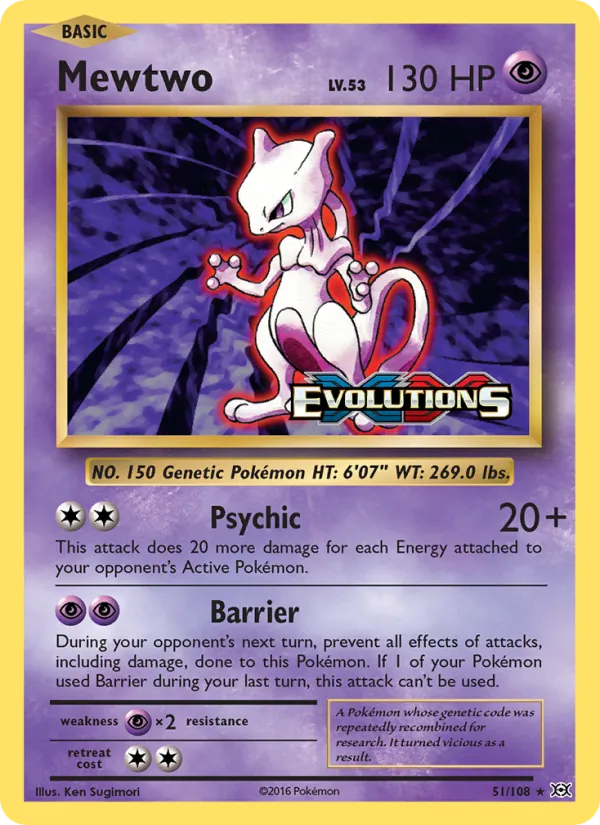 Mewtwo - Evolutions Pokemon Card