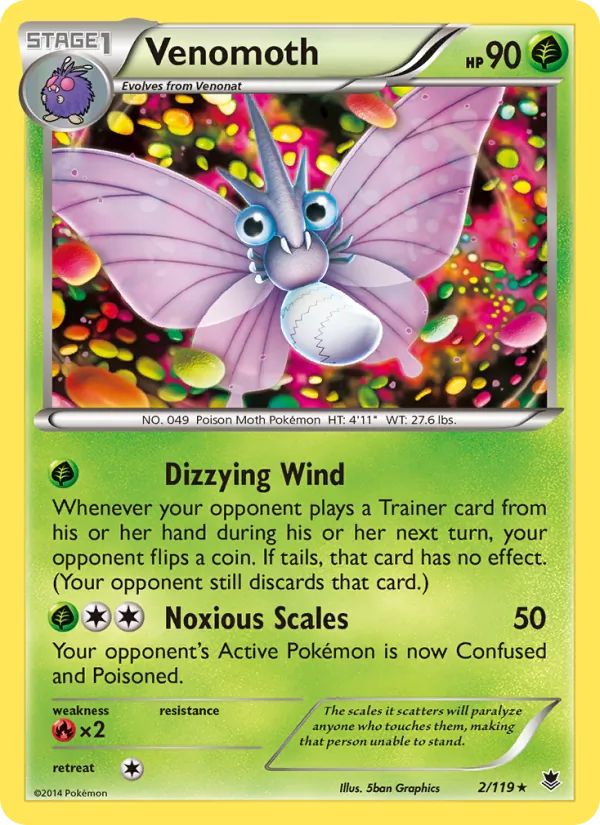 Venomoth - Phantom Forces Pokemon Card