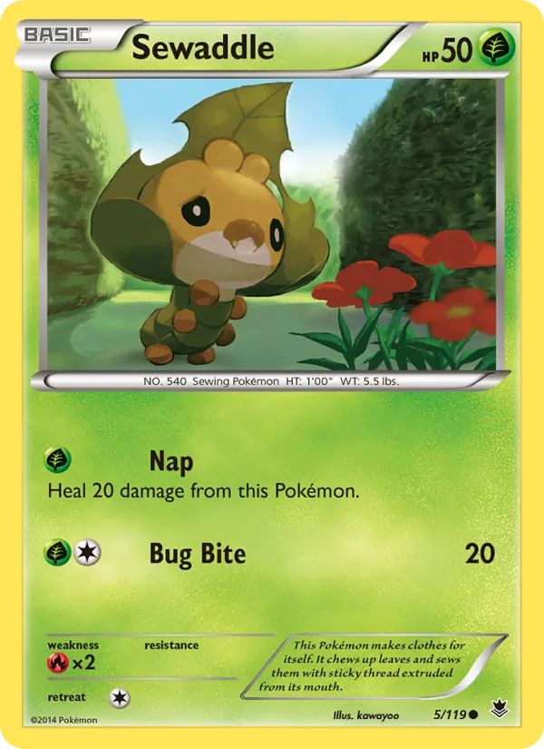 Sewaddle - Phantom Forces Pokemon Card