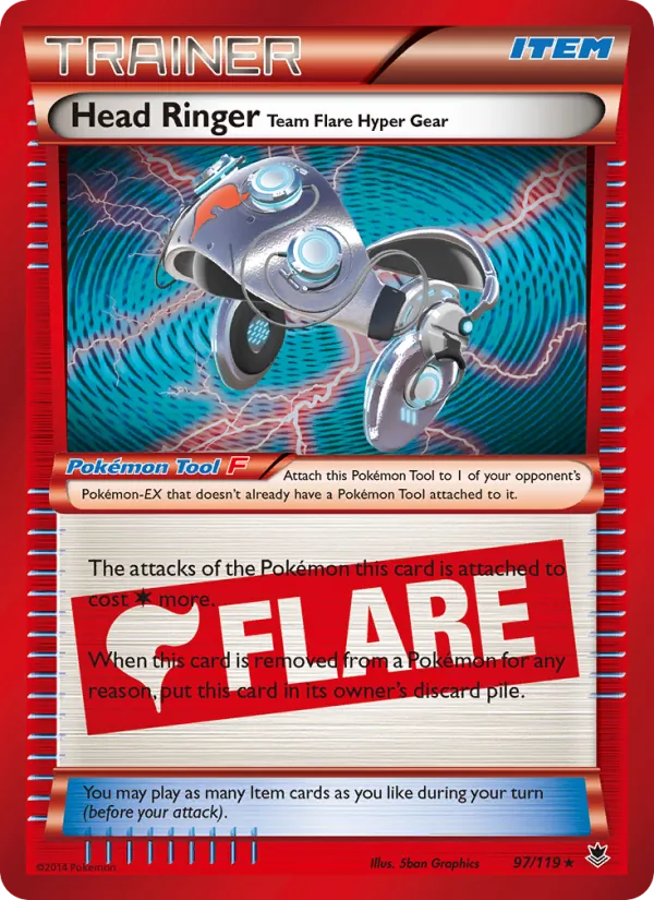 Head Ringer Team Flare Hyper Gear - Phantom Forces Pokemon Card