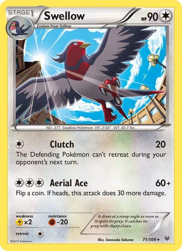 Swellow - Roaring Skies Pokemon Card