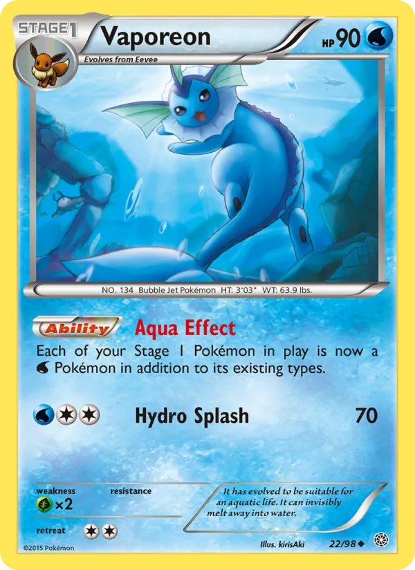 Vaporeon - Ancient Origins Pokemon Card