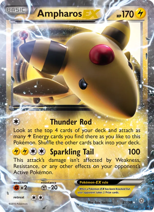Ampharos EX - Ancient Origins Pokemon Card
