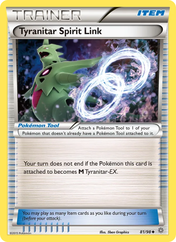 Tyranitar Spirit Link - Ancient Origins Pokemon Card