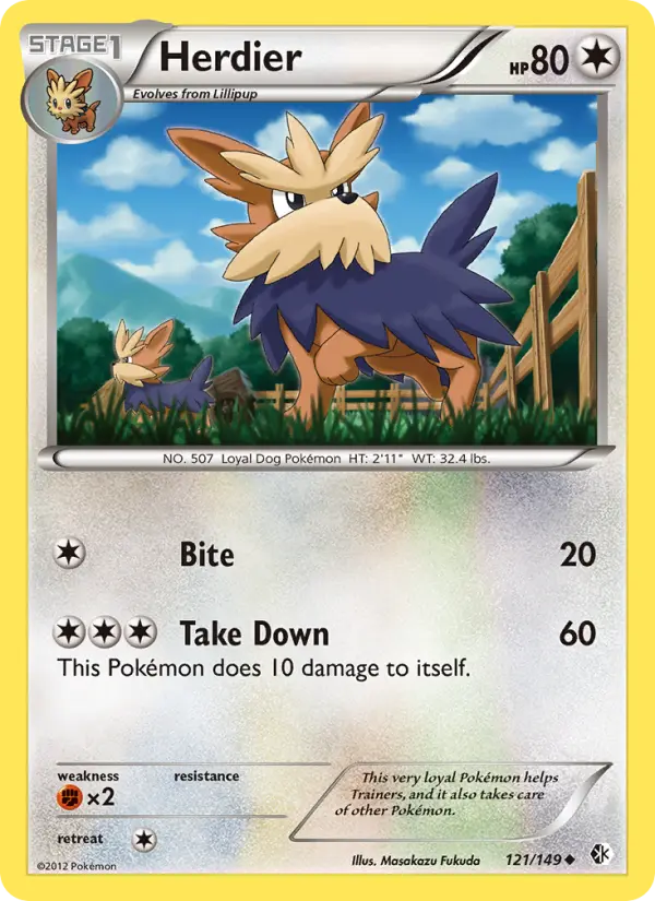 Herdier - Boundaries Crossed Pokemon Card