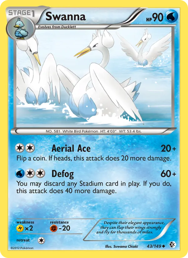 Swanna - Boundaries Crossed Pokemon Card