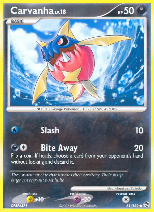 Carvanha - Secret Wonders Pokemon Card
