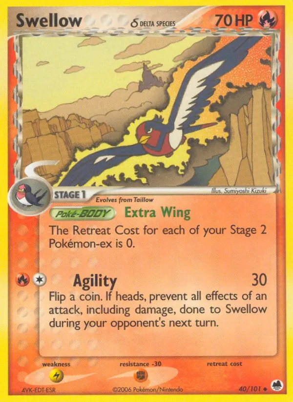 Swellow δ - Dragon Frontiers Pokemon Card