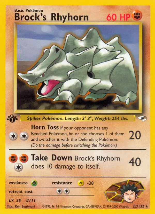 Brock's Rhyhorn - Gym Heroes Pokemon Card
