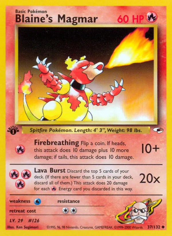 Blaine's Magmar - Gym Heroes Pokemon Card
